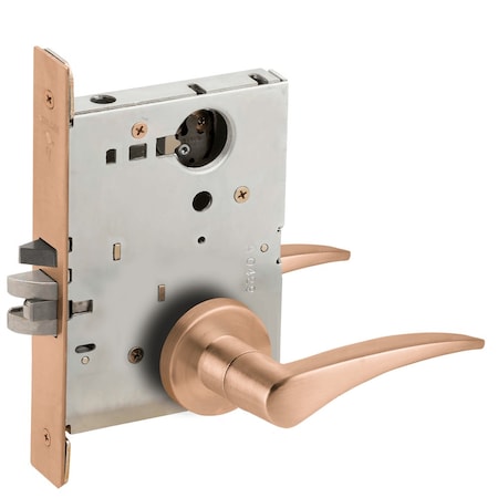 Grade 1 Classroom Mortise Lock, Less Cylinder, 12 Lever, A Rose, Satin Bronze Clear Coated Finish, R